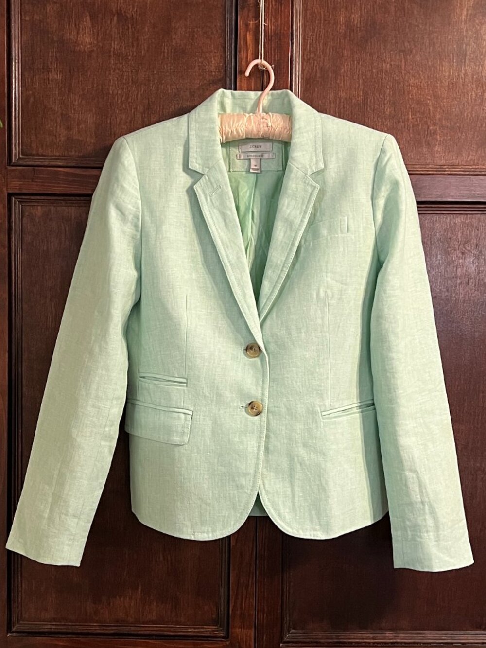 J CREW THE SCHOOLBOY IN LINEN LIGHT GREEN SIZE 10